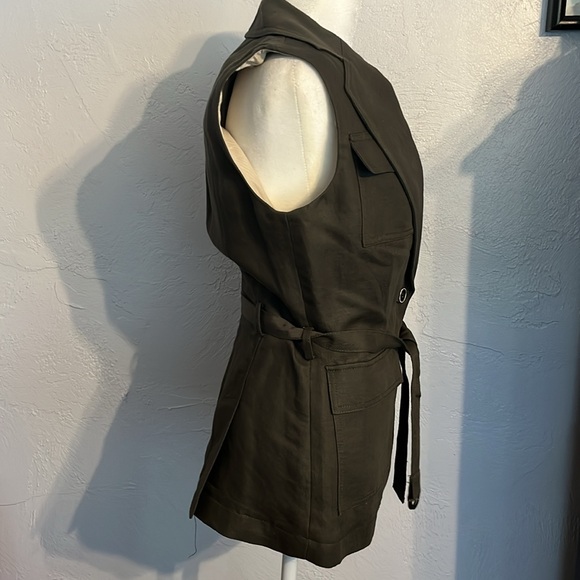 Banana Republic linen/cotton Tailored Vest with tie at waist sz 0 - Picture 4 of 12